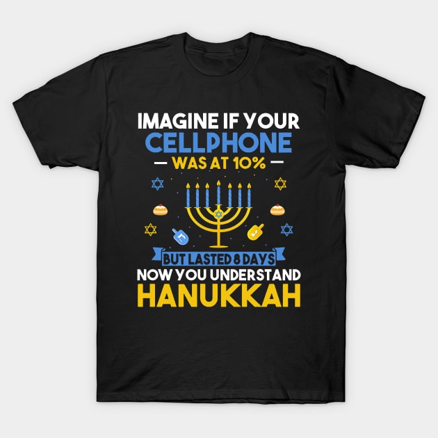 Ugly Hanukkah, Chanukah Cellphone Menorah Hanukkah T-Shirt by BoongMie